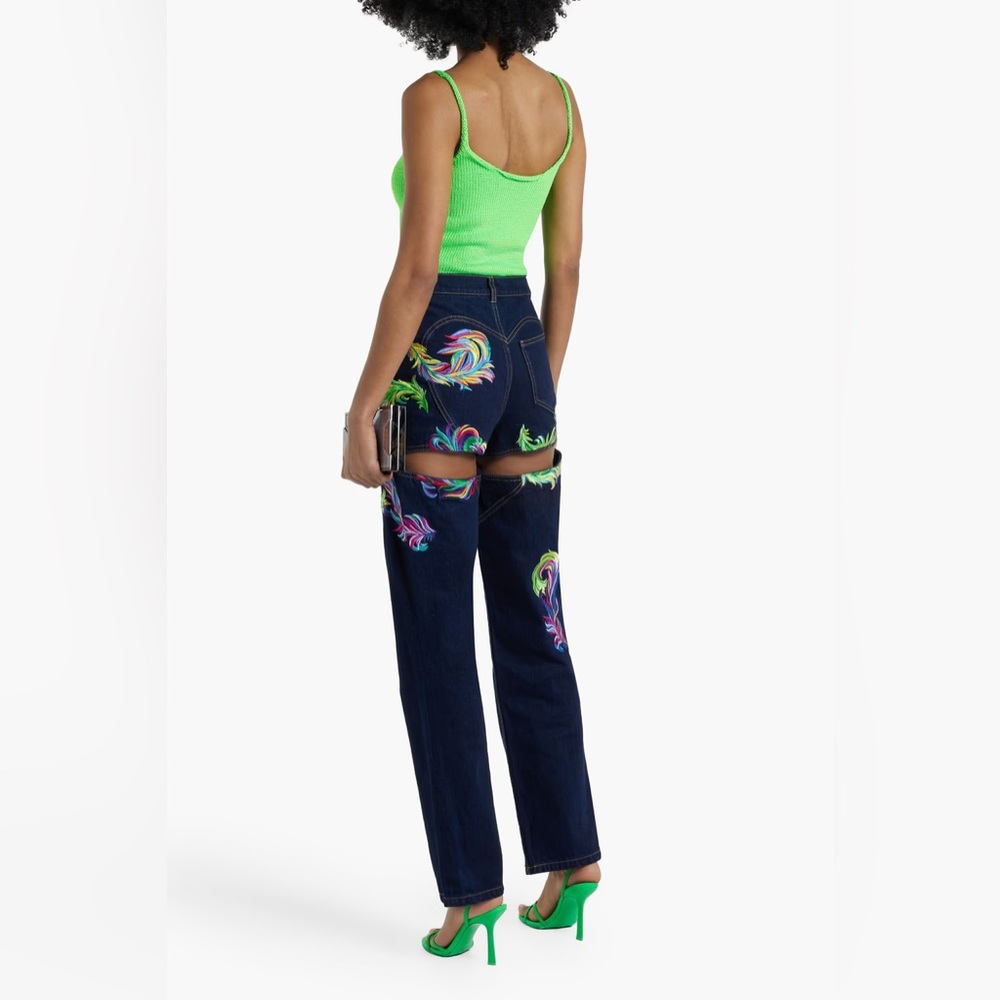 AREA Embroidered cutout high-rise straight-leg jeans - Picture 5 of 5